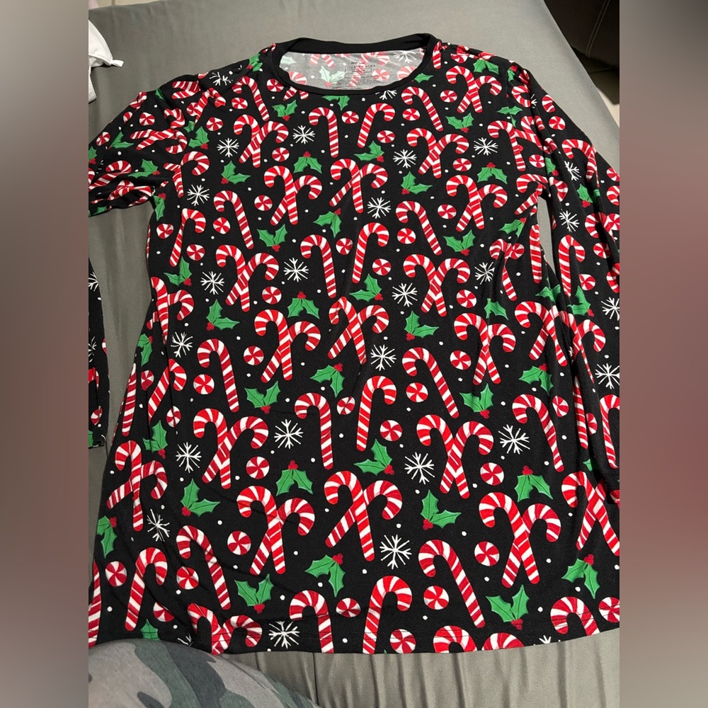 Little sleepies Christmas Merry mints candy cane men’s pj shirt